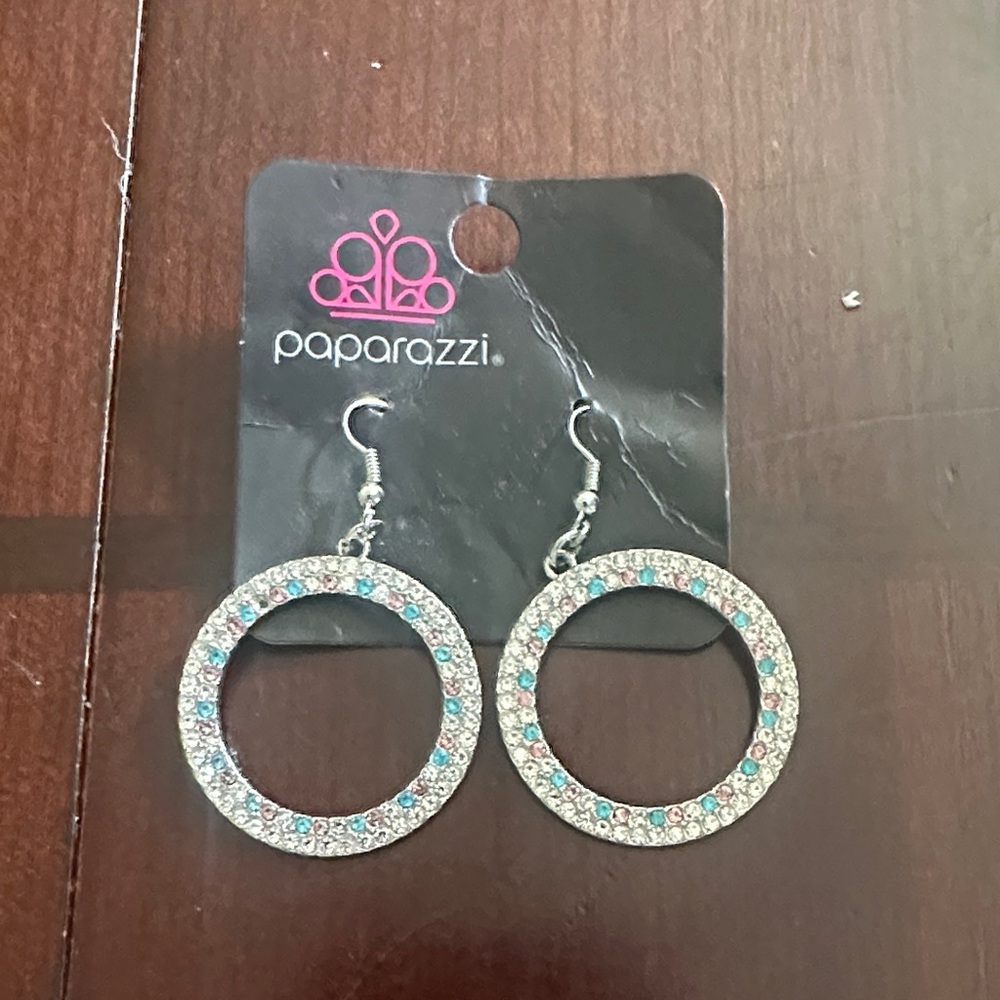 Paparazzi Silver and Multicolor Hoop Earrings